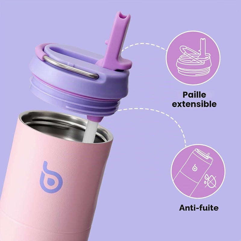 Bottle Bottle Insulated Water Bottle With Straw Lid And Handle - Stainless Steel Double Wall Vacuum Leakproof Bpa Free Insulated Water Bottle For Sports Travel Gym Fishing 24Oz - Image 2