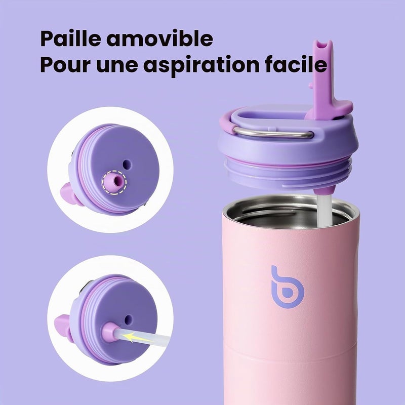 Bottle Bottle Insulated Water Bottle With Straw Lid And Handle - Stainless Steel Double Wall Vacuum Leakproof Bpa Free Insulated Water Bottle For Sports Travel Gym Fishing 24Oz - Image 3
