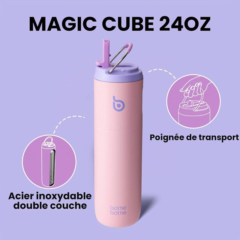 Bottle Bottle Insulated Water Bottle With Straw Lid And Handle - Stainless Steel Double Wall Vacuum Leakproof Bpa Free Insulated Water Bottle For Sports Travel Gym Fishing 24Oz - Image 4