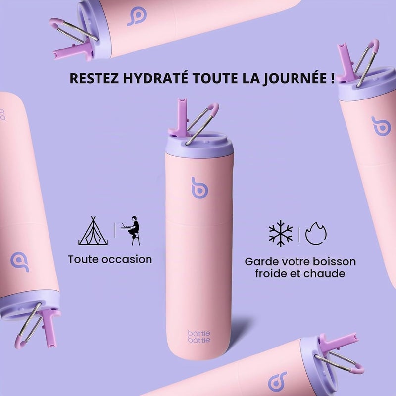Bottle Bottle Insulated Water Bottle With Straw Lid And Handle - Stainless Steel Double Wall Vacuum Leakproof Bpa Free Insulated Water Bottle For Sports Travel Gym Fishing 24Oz - Image 5