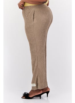 The Giving Movement Women Regular Fit Textured Wide Leg Pants, Taupe  - Image 2