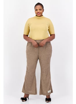 The Giving Movement Women Regular Fit Textured Wide Leg Pants, Taupe  - Image 4