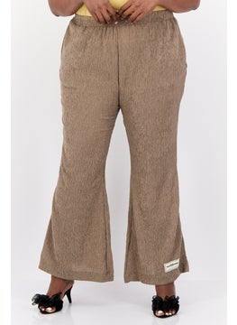 The Giving Movement Women Regular Fit Textured Wide Leg Pants, Taupe  - Image 1