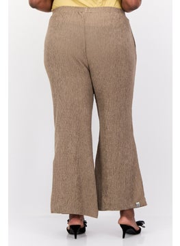 The Giving Movement Women Regular Fit Textured Wide Leg Pants, Taupe  - Image 3