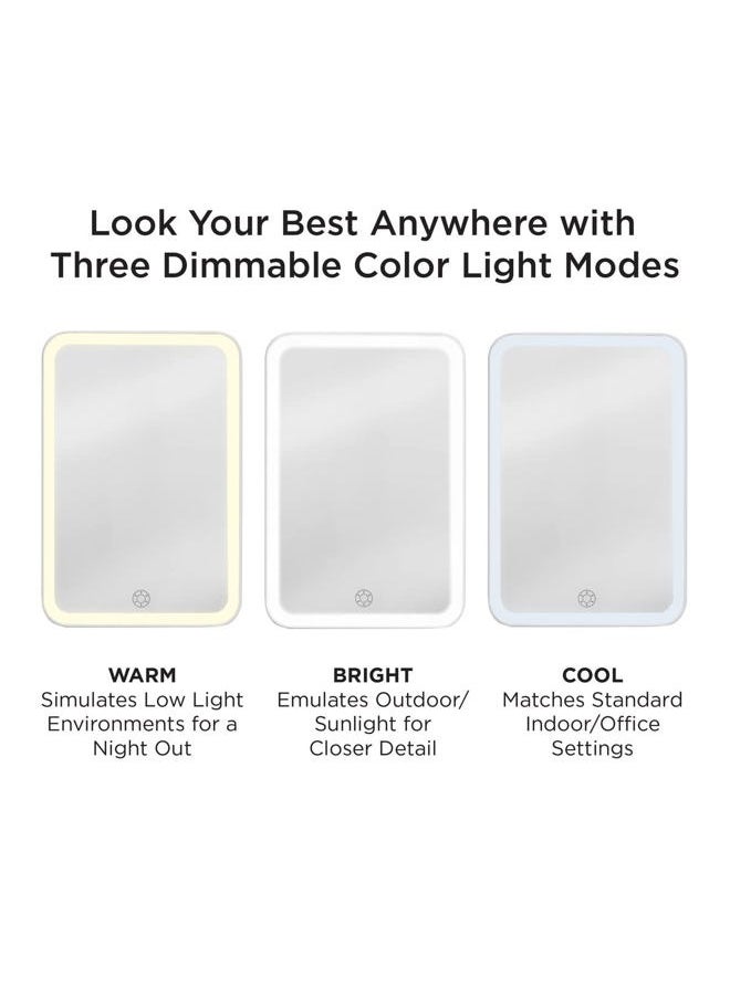 iHome Travel Mirror with Light and Adjustable Stand, Shatterproof Makeup Mirror with Rechargeable Battery – White  - Image 4