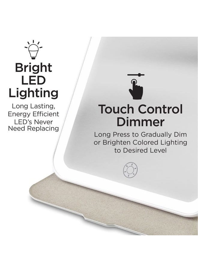iHome Travel Mirror with Light and Adjustable Stand, Shatterproof Makeup Mirror with Rechargeable Battery – White  - Image 3