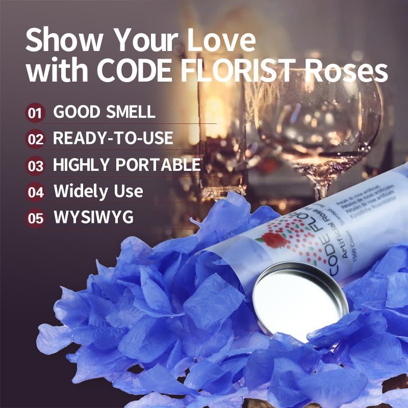 CODE FLORIST 1100 PCS Light Blue Silk Rose Petals for Valentine's Day Romantic Night Wedding Proposal Anniversary Flower Decorations(Separated Scented) - Image 4