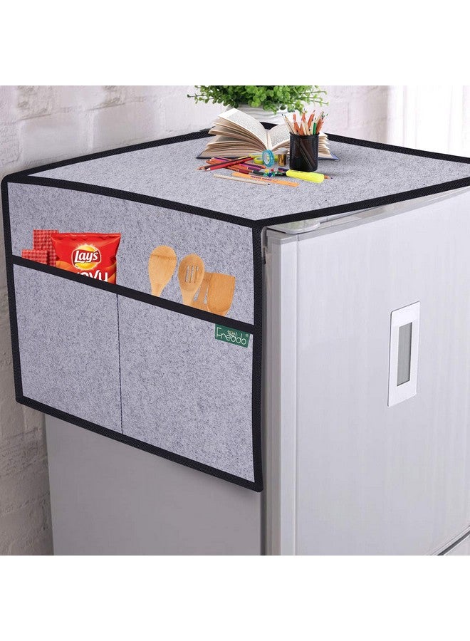 FREDDO FREDDO Refrigerator/Fridge Top Cover With 5 Pocket and 1 Small Pocket for Mobile (Top Area 24 x 21 inch), Grey Color, Pack of 1 Piece  - Image 1