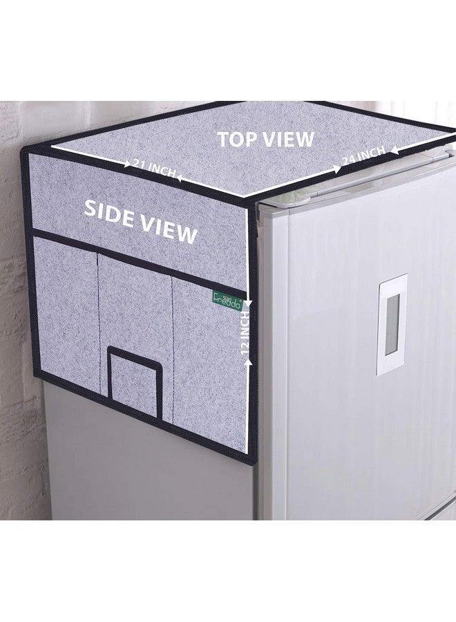 FREDDO FREDDO Refrigerator/Fridge Top Cover With 5 Pocket and 1 Small Pocket for Mobile (Top Area 24 x 21 inch), Grey Color, Pack of 1 Piece  - Image 3