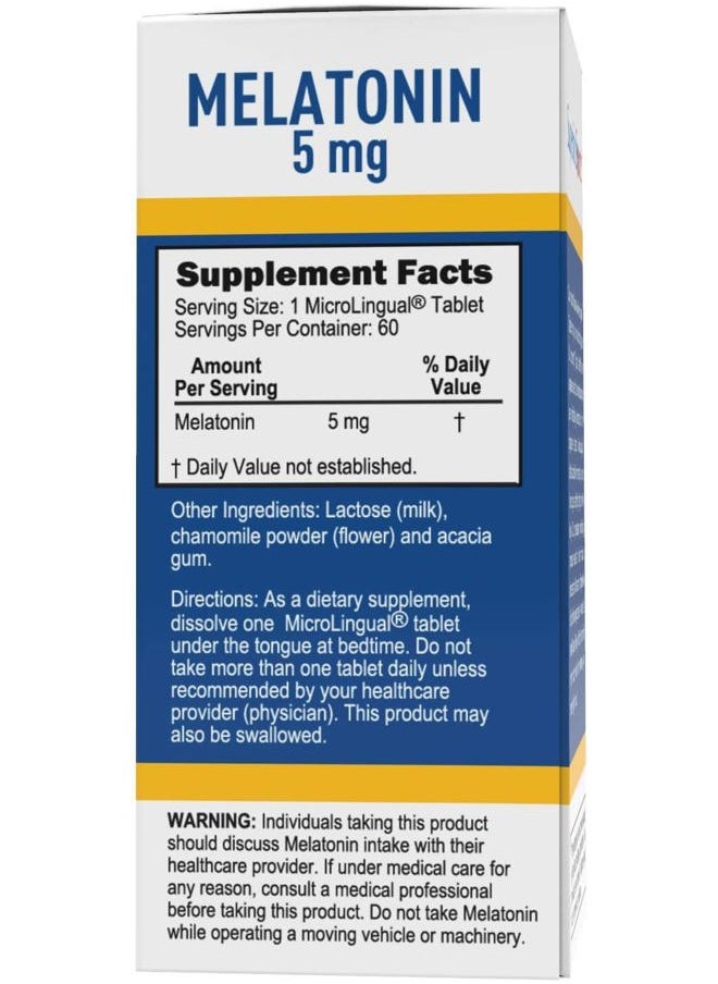 Superior Source Melatonin 5 mg - Healthy Sleep Support Supplement for Adults - Melatonin Formula with Chamomile Aids Relaxation & Restful Sleep - 60 Sublingual Dissolving Tablets  - Image 4