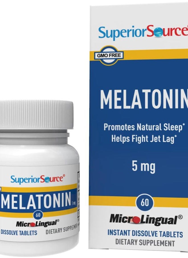 Superior Source Melatonin 5 mg - Healthy Sleep Support Supplement for Adults - Melatonin Formula with Chamomile Aids Relaxation & Restful Sleep - 60 Sublingual Dissolving Tablets  - Image 1