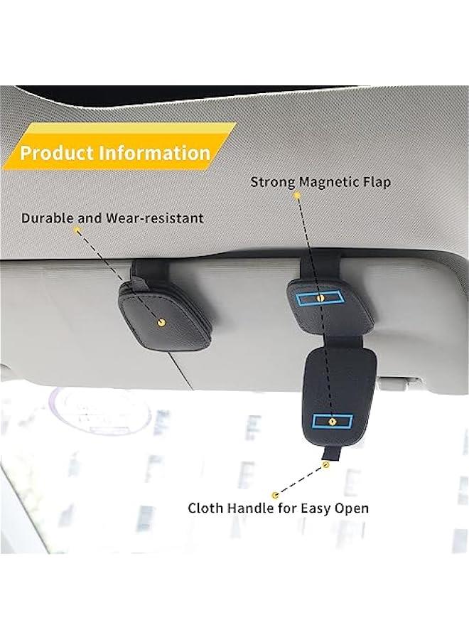 Generic 2 Packs Sunglasses Holders for Car Visor - Magnetic Leather Sunglasses Holder and Ticket Card Clip - Car Visor Accessories (Black)  - Image 4