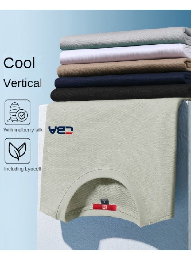 Men's Short Sleeve T-shirt With Mulberry Silk Round Neck, Summer Casual Tee, Breathable And Cool, High-end Feel For Teens - Image 1