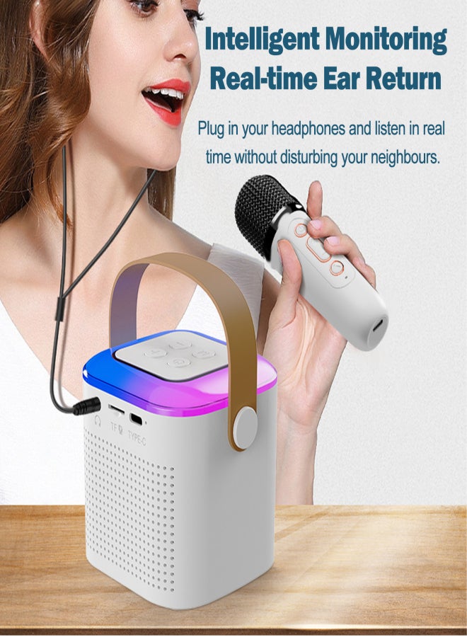Karaoke Machine with Wireless Microphone Portable for Adults & Kids BT Karaoke Speaker RGB Lights Speaker Supports TF Card Type-C Headphone Auxin Monitoring for Party Meeting - Image 4