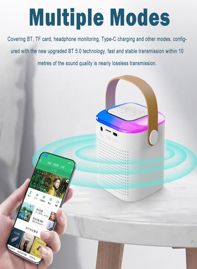 Karaoke Machine with Wireless Microphone Portable for Adults & Kids BT Karaoke Speaker RGB Lights Speaker Supports TF Card Type-C Headphone Auxin Monitoring for Party Meeting - Image 2