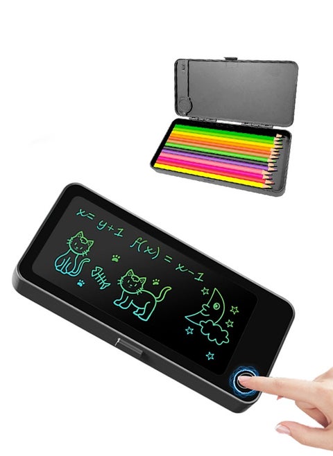لوحة كتابة LCD 2 في 1، لوحة رسم قابلة لإعادة الاستخدام مع وظيفة مسح بنقرة واحدة، خطوط ملونة، مناسبة للأطفال للرسم والرسم