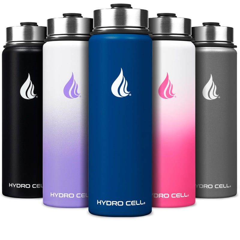 HYDRO CELL Stainless Steel Insulated Water Bottle with Straw - For Cold & Hot Drinks - Metal Vacuum Flask with Screw Cap and Modern Leakproof Sport Thermos for Adults (Navy 24oz) - Image 1