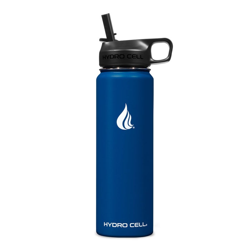 HYDRO CELL Stainless Steel Insulated Water Bottle with Straw - For Cold & Hot Drinks - Metal Vacuum Flask with Screw Cap and Modern Leakproof Sport Thermos for Adults (Navy 24oz) - Image 2