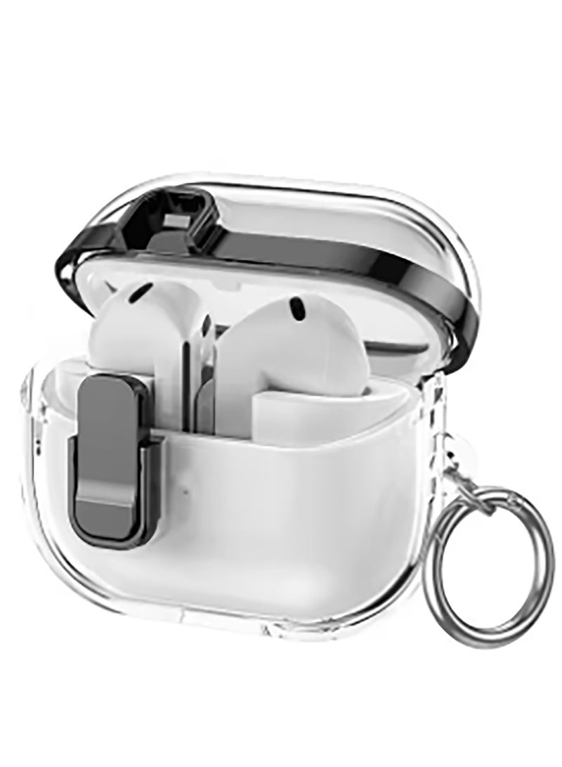 Armor Shockproof Case For Samsung Galaxy Buds 3 / Buds 3 Pro  Accessories Cover Keychain Switch Secure Lock Protect Cover（Black）  - Image 1