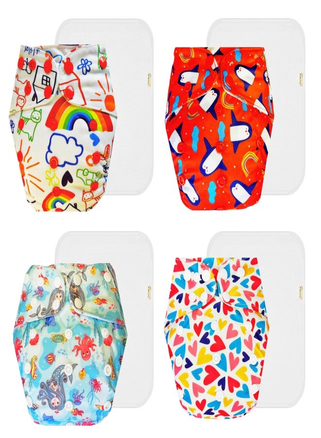 Dumbledo Premium Cloth Diaper with Cotton Insert (Pack of 4) | Dry Feel and Comfortable | Leakproof | Travel Friendly | Ideal for Toddlers | 3 Months - 3 Years | Unisex Baby - Image 1