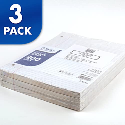 Mead Loose Leaf Paper, 3 Pack, Notebook Paper, College Ruled Filler Paper, Standard, 8.5 x 11, 200 Sheets per Pack (73189) - Image 5