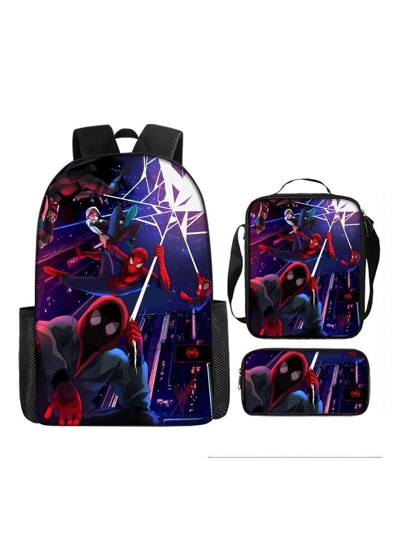 Backpacker Spider-Man Cartoon Digital Printing Children's Student School Bag Backpack 29*16*42CM + Shoulder Bag 19*6*23CM + Pencil Case 24*7*11CM Three-piece Set - Image 1