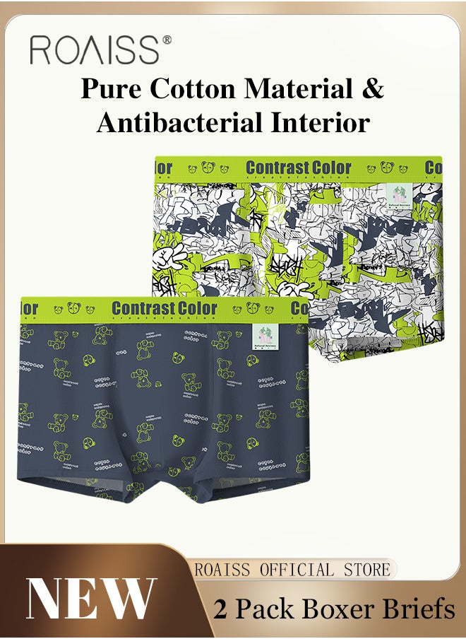 roaiss - 2 Pack Patterned Boxer Briefs Fashionable Boxers for Men Contrast Color Young Underwear - Image 1