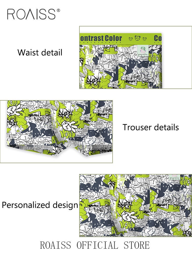 roaiss - 2 Pack Patterned Boxer Briefs Fashionable Boxers for Men Contrast Color Young Underwear - Image 1