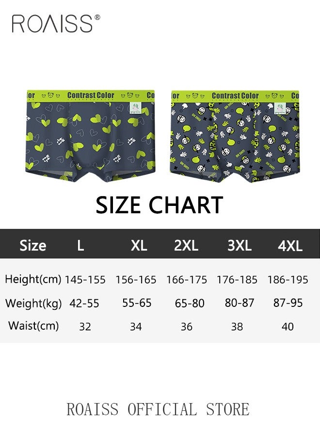 roaiss - 2 Pack Patterned Boxer Briefs Fashionable Boxers for Men Contrast Color Young Underwear - Image 1