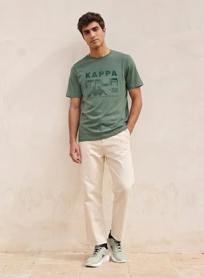 Kappa GREEN Kappa Printed Non-Stretchable T-shirt for Men | Best Price UAE