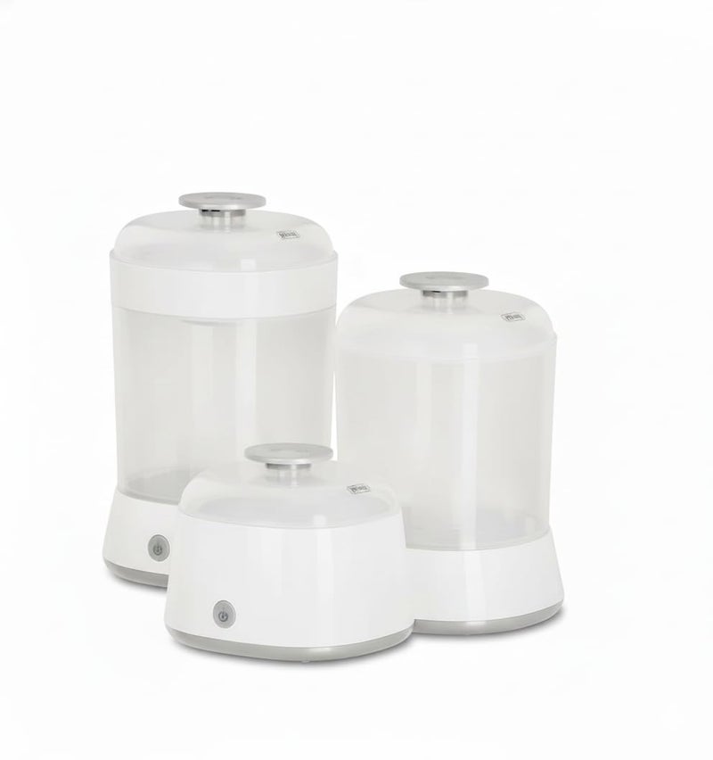 Mini Steamy Steam Sterilizer, Large Capacity for Bottles, Pacifiers and Dummies, Unisex, Dishwasher Safe, Automatic, Chemical Free (Beige)