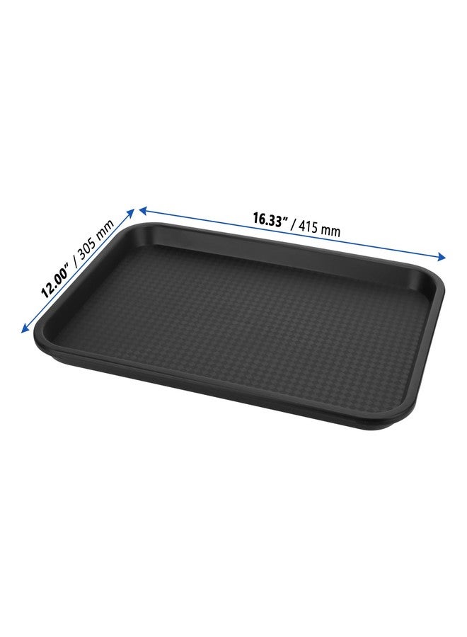 MANCHAP 6 Pack 16 x 12 Inch Black Plastic Fast Food Tray, Rectangle Food Service Trays, Restaurant Cafeteria Serving Trays for Party, Home - Image 2