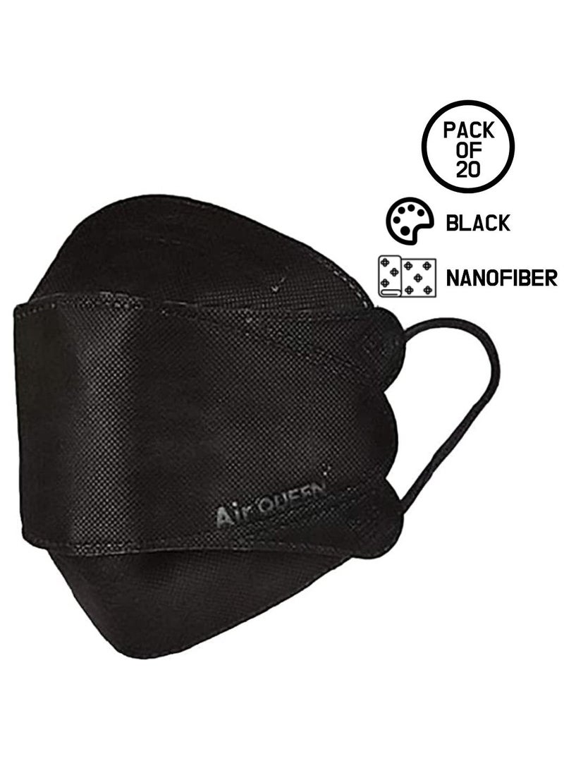 Air QUEEN Pack Of 40 Pieces Nanofiber Filter Face Mask For Adults Face Mask White And Black  - Image 4