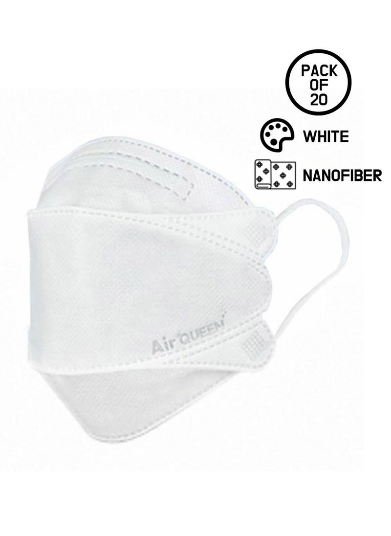 Air QUEEN Pack Of 40 Pieces Nanofiber Filter Face Mask For Adults Face Mask White And Black  - Image 3
