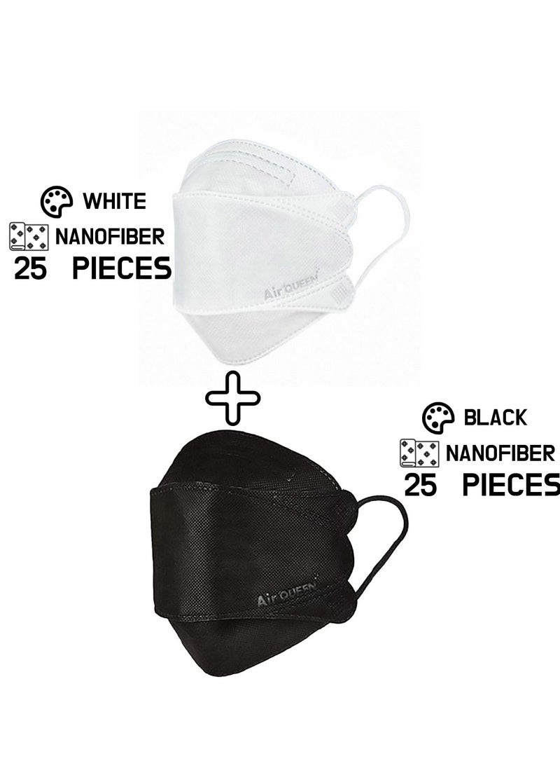 Air QUEEN Pack Of 40 Pieces Nanofiber Filter Face Mask For Adults Face Mask White And Black  - Image 1