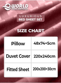 Eworld 4-Piece Luxury King Size Maroon Striped Bedding Set Includes 1 Duvet Cover (220x240cm), 1 Fitted Bed Sheet (200x200+30cm), and 2 Pillow Cases (48x74+5cm) for Ultimate Hotel-Inspired Sophistication  - Image 2