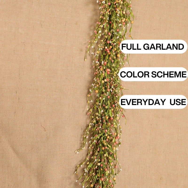 Quixem 60" Pip Berry Garland - Artificial Spring and Summer Decorative Garland with Green Purple Cream Berries, Perfect for Front Door, Mantel, Centerpiece and Table Display Seasonal DÃ©cor - Image 4