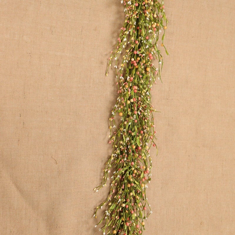 Quixem 60" Pip Berry Garland - Artificial Spring and Summer Decorative Garland with Green Purple Cream Berries, Perfect for Front Door, Mantel, Centerpiece and Table Display Seasonal DÃ©cor - Image 2