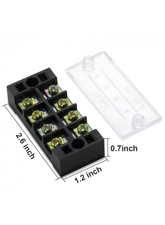MILAPEAK MILAPEAK Terminal Block and Strip - 12pcs (6 Sets) 4 Positions Dual Row 600V 25A Screw Terminal Strip Blocks with Cover + 400V 25A 4 Positions Pre-Insulated Terminals Barrier Strip Black & Red  - Image 1