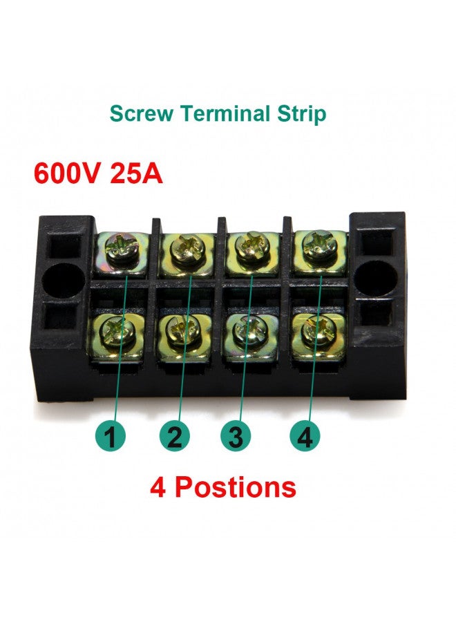 MILAPEAK MILAPEAK Terminal Block and Strip - 12pcs (6 Sets) 4 Positions Dual Row 600V 25A Screw Terminal Strip Blocks with Cover + 400V 25A 4 Positions Pre-Insulated Terminals Barrier Strip Black & Red  - Image 3