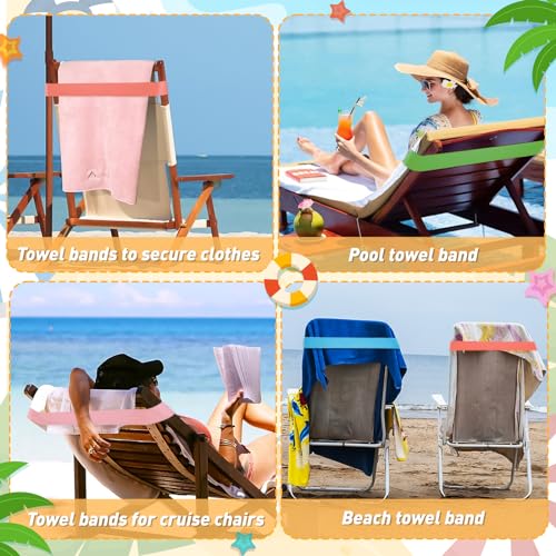 BlissfulBlend 8 Pack Towel Bands with Stretch Rubber Towel Bands for Cruise Chairs, Beach and Cruise Accessories Perfect Alternatives for Beach Clips - Image 5