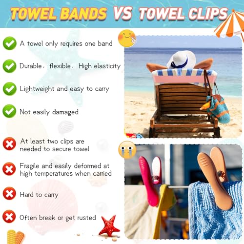 BlissfulBlend 8 Pack Towel Bands with Stretch Rubber Towel Bands for Cruise Chairs, Beach and Cruise Accessories Perfect Alternatives for Beach Clips - Image 3