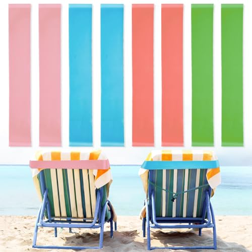 BlissfulBlend 8 Pack Towel Bands with Stretch Rubber Towel Bands for Cruise Chairs, Beach and Cruise Accessories Perfect Alternatives for Beach Clips - Image 1