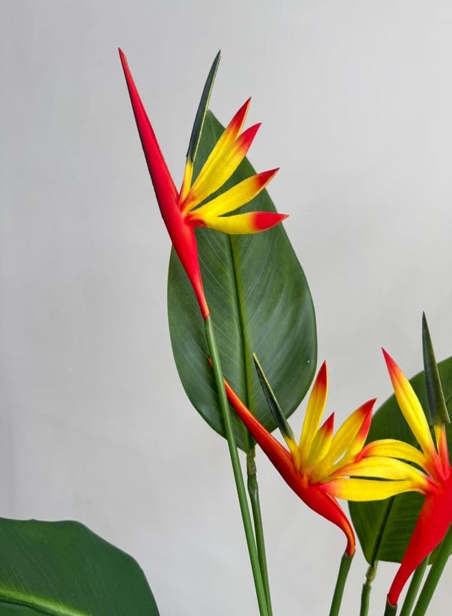 DODXIAOBEUL Medium Bird of Paradise 23 Inch,Artificial Flowers Outdoor UV Resistant No Fade Fake Plastic Plants, Artificial Flower Plants Small Flower Arrangement for Home Office 8 Pcs (Yellow) - Image 5