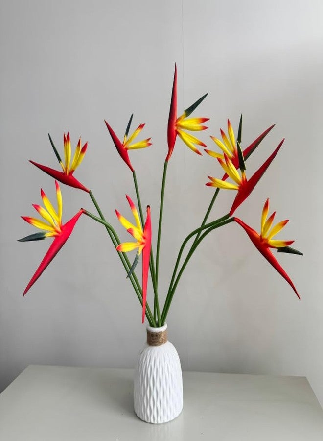 DODXIAOBEUL Medium Bird of Paradise 23 Inch,Artificial Flowers Outdoor UV Resistant No Fade Fake Plastic Plants, Artificial Flower Plants Small Flower Arrangement for Home Office 8 Pcs (Yellow) - Image 2