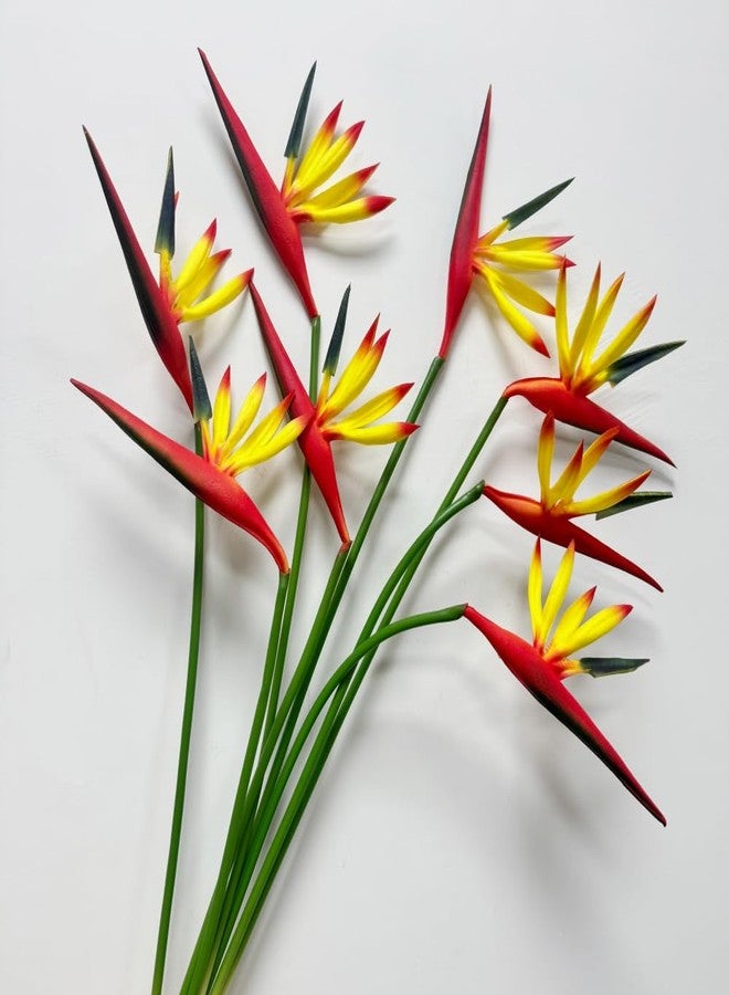 DODXIAOBEUL Medium Bird of Paradise 23 Inch,Artificial Flowers Outdoor UV Resistant No Fade Fake Plastic Plants, Artificial Flower Plants Small Flower Arrangement for Home Office 8 Pcs (Yellow) - Image 3