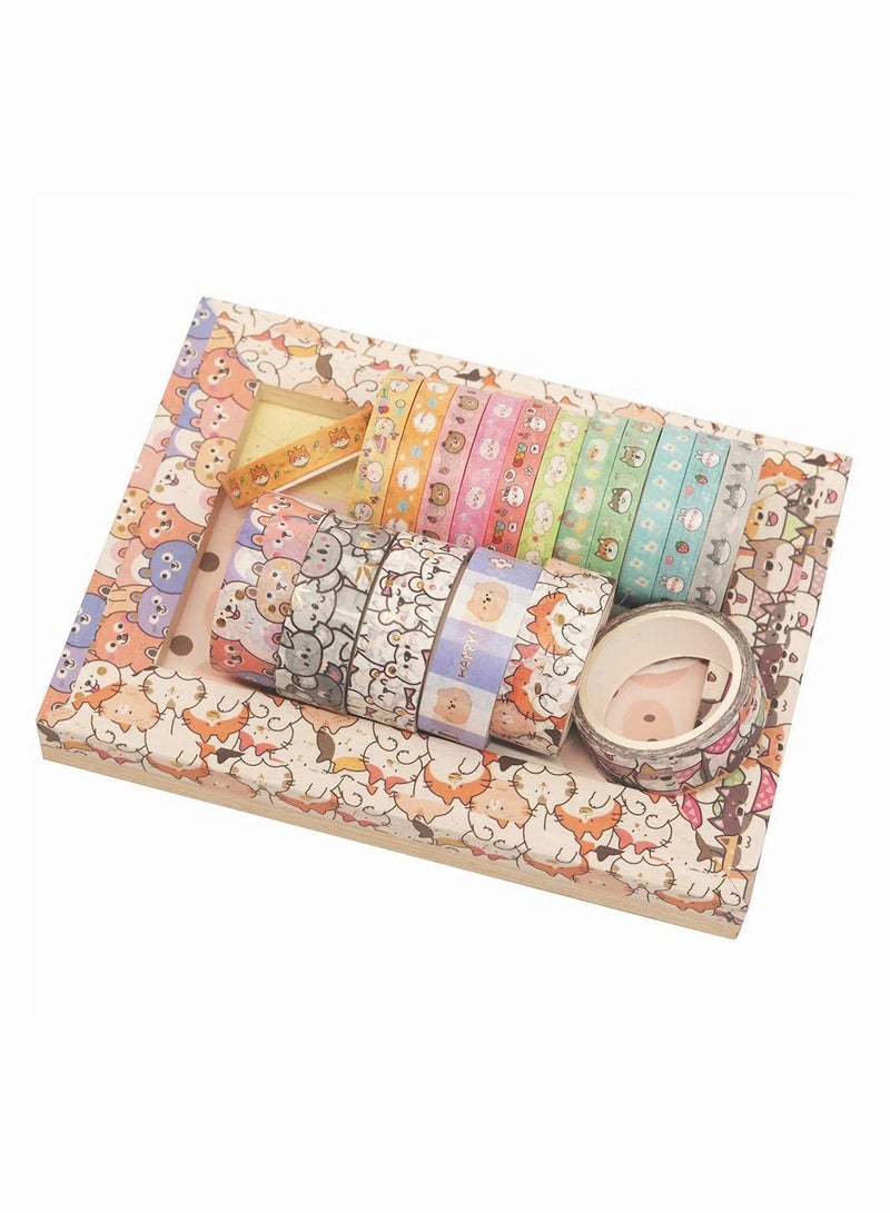 18 Rolls Cute Puppy Washi Tape Set Gold Decorative Masking Tape for DIY Crafts Journals Planners Scrapbooking - Image 5