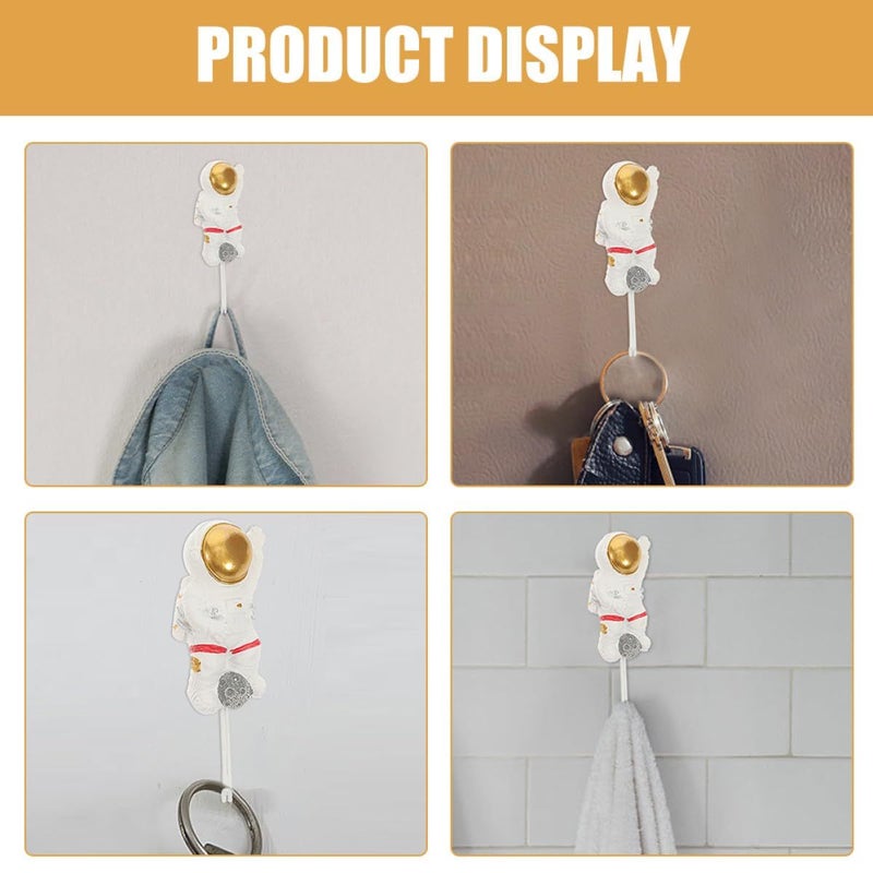 خطافات حائط قوية لاصقة تصميم رائد فضاء لطيف تخزين بدون حفر ولا أثر لغرفة باب الحمام - Image 3