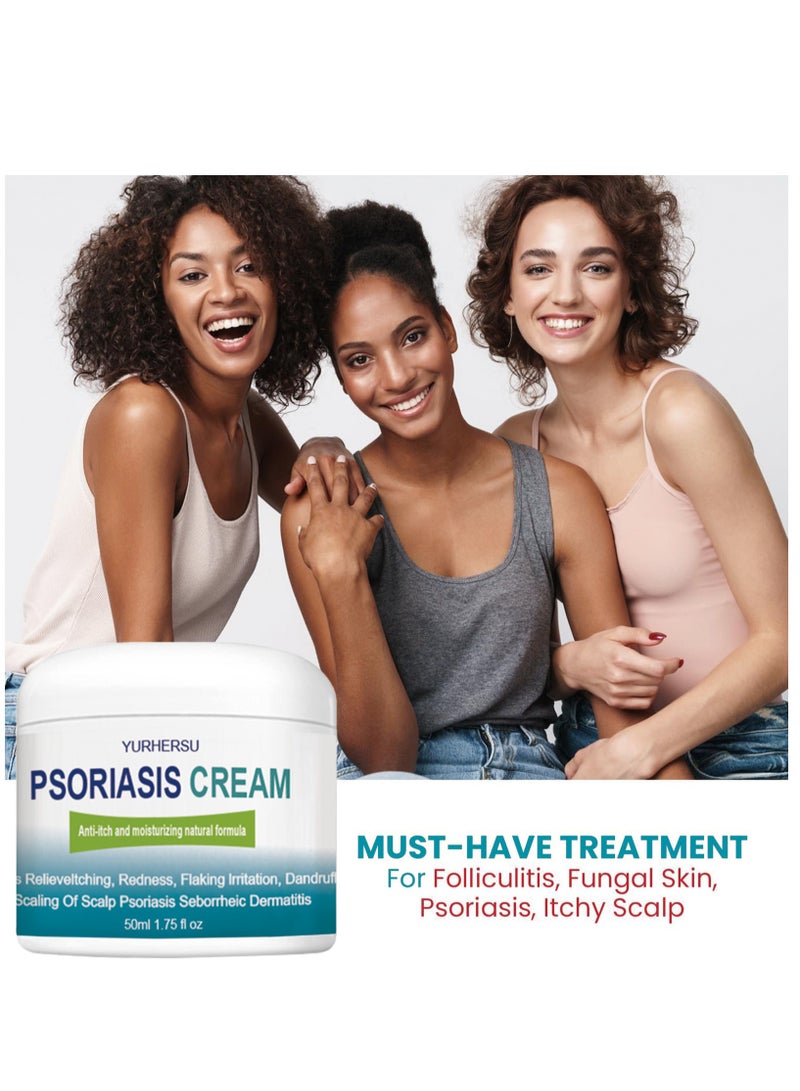 YURHERSU كريم الصدفية ، علاج فروة الرأس الصدفية ، كريم السعفة البشرية ، بلسم القدم والجسم ، مضاد للحكة يساعد في تخفيف الحكة ، قشرة الرأس ، التهاب الجلد الدهني ، الترطيب ، جيد للعناية اليومية بالبشرة 50 مل - Image 4
