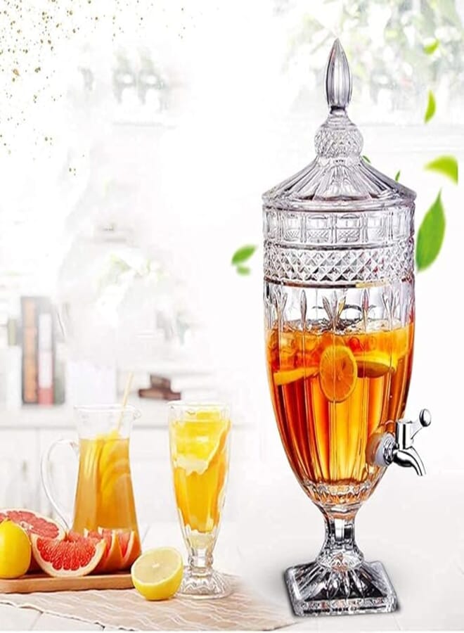 UI Intros Glass Beverage Dispenser, Transparent, 2 Liter, Modern, Detox Jar